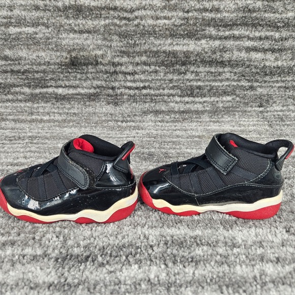Jordan 6 Rings Black Red Toddler Shoes Size 8C Sneakers Athletic‎ Hook Loop - Picture 5 of 8
